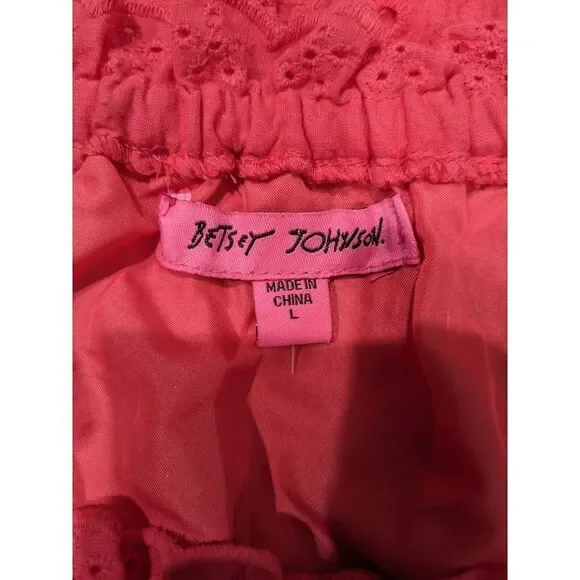 Betsy Johnson Paradise Pink On/Off Shoulder Cotton Eyelet Midi, M - Picture 15 of 15